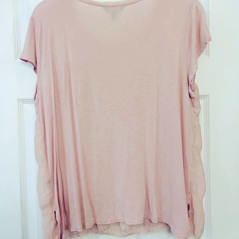 raw cut Vera Wang chiffon shirred layer knit back - Picture 6 of 12